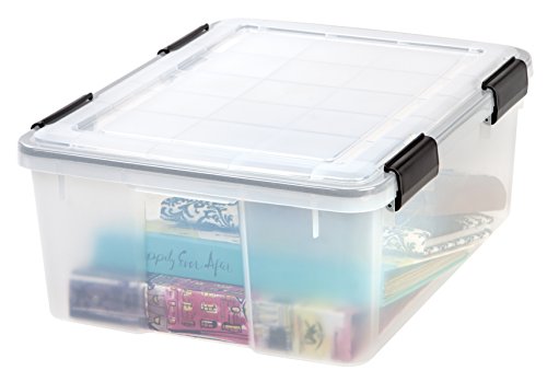 IRIS USA 30 QT Weathertight Gasket Storage Box with Buckles Clear 2 Pack