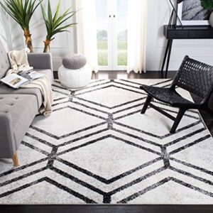 safavieh adirondack collection 6′ x 9′ ivory/charcoal adr253b modern geometric distressed non-shedding living room bedroom dining home office area rug