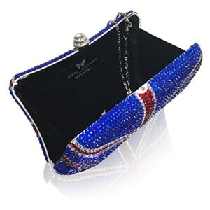 Marc Defang British Union Jack Crystal Handmade Couture Clutch (Large Rectangle)