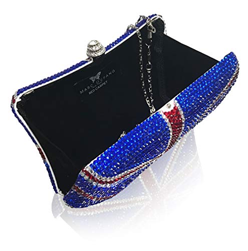 Marc Defang British Union Jack Crystal Handmade Couture Clutch (Large Rectangle)