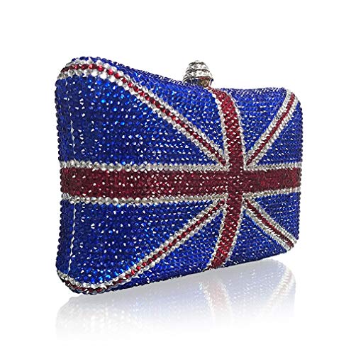 Marc Defang British Union Jack Crystal Handmade Couture Clutch (Large Rectangle)