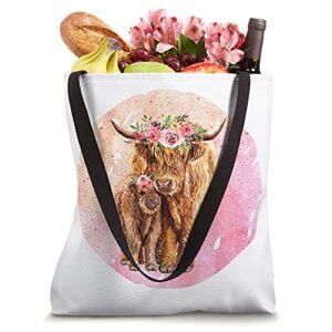 Cute Scottish Highland Cow Calf For Mom Animal Lover Retro Tote Bag