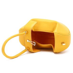 Mn&Sue Fashion Designer Women's Genuine Leather Top Handle Handbag Evening Bag Party Prom Wedding Purse (Small, Yellow)