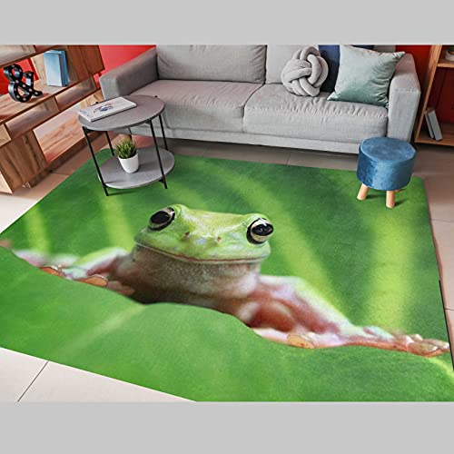 ALAZA Green Leaf Frog Non Slip Area Rug 5' x 7' for Living Dinning Room Bedroom Kitchen Hallway Office Modern Home Decorative