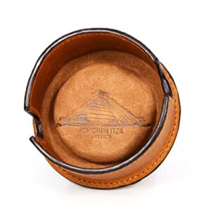 Leather Coasters for Drinks Set of 6 with Holder-Protect Your Furniture from Stains (Walnut)