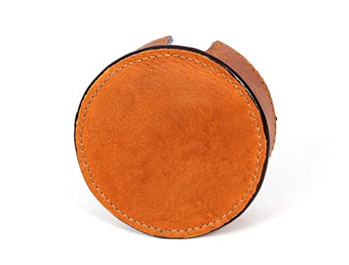 Leather Coasters for Drinks Set of 6 with Holder-Protect Your Furniture from Stains (Walnut)