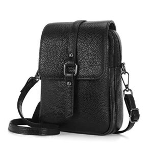 xeyou women’s small cellphone purse wallet lightweight genuine leather crossbody shoulder pouch bag (black)