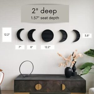 EOKI 5 Pieces 12.2" Moon Phase Shelf Set - Phases of The Moon Wall Decor - Crescent Moon Shelf for Crystals - Moon Phase Wall Decor Crystal Shelf Display - Above Bed Wall Decor Bedroom Storage (Black)