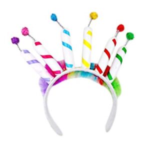 Happy Birthday Cupcake and Candles Headband Rainbow Party Accessory, One Size Fits Most