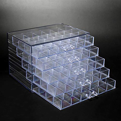 Nail Decoration Storage Box,120 Grids Transparent Nail Art Storage Box, 5-layer Drawer, Water and Dust Resistant, Elegant Appearance, Large Capacity, Beads, Nail Art Supplies Sequence Organizer