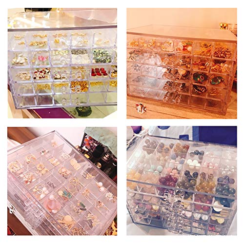 Nail Decoration Storage Box,120 Grids Transparent Nail Art Storage Box, 5-layer Drawer, Water and Dust Resistant, Elegant Appearance, Large Capacity, Beads, Nail Art Supplies Sequence Organizer