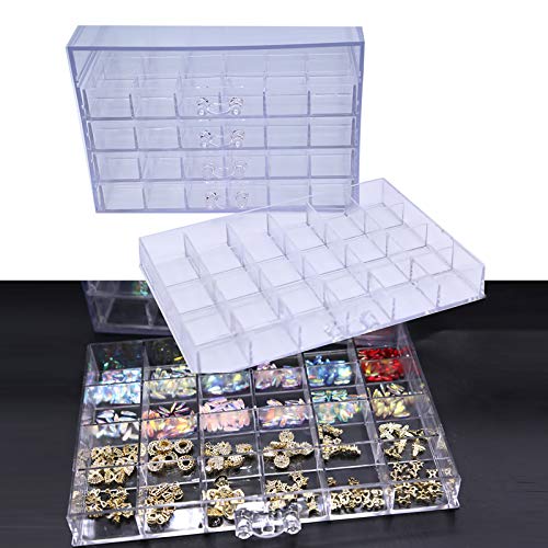 Nail Decoration Storage Box,120 Grids Transparent Nail Art Storage Box, 5-layer Drawer, Water and Dust Resistant, Elegant Appearance, Large Capacity, Beads, Nail Art Supplies Sequence Organizer