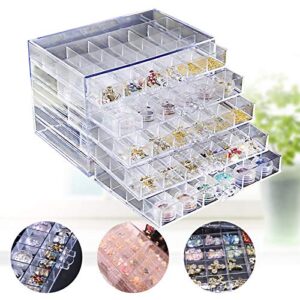 Nail Decoration Storage Box,120 Grids Transparent Nail Art Storage Box, 5-layer Drawer, Water and Dust Resistant, Elegant Appearance, Large Capacity, Beads, Nail Art Supplies Sequence Organizer