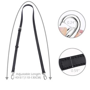 VanEnjoy Genuine Leather Adjustable Purse Strap Replacement for Cross Body Bag Handbag - 3/5 inch Wide,51 inches Long (Black-Silver Metal)