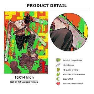 xuankumaibao Chainsaw Man Poster 12 PCS 10x14Inch HD Photo Chainsaw Man Merch