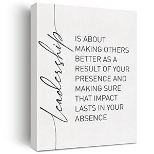 Leadership Quote Canvas Wall Art Motivational Leadership Canvas Print Painting Office Home Wall Decor Framed Leader Teacher Boss Gift 12x15 Inch