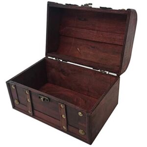 Wood and Leather Treasure Chest Box Decorative Storage Chest Box with Lock | Handcrafted Decorative Boxes with Lids for Home Decor | Wood Box with Lid | Small Chest | Wooden Stash Box