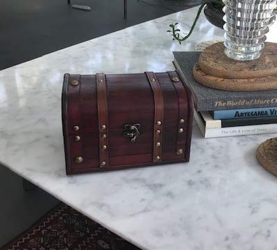 Wood and Leather Treasure Chest Box Decorative Storage Chest Box with Lock | Handcrafted Decorative Boxes with Lids for Home Decor | Wood Box with Lid | Small Chest | Wooden Stash Box