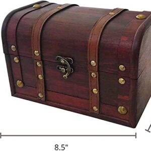 Wood and Leather Treasure Chest Box Decorative Storage Chest Box with Lock | Handcrafted Decorative Boxes with Lids for Home Decor | Wood Box with Lid | Small Chest | Wooden Stash Box