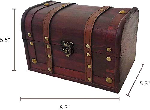 Wood and Leather Treasure Chest Box Decorative Storage Chest Box with Lock | Handcrafted Decorative Boxes with Lids for Home Decor | Wood Box with Lid | Small Chest | Wooden Stash Box