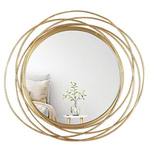 mirrorize round gold mirror 27.5″ for living room wall decor, gold accent framed circle bathroom mirror, decorative vanity mirror, circular mirror for farmhouse entryway hallway