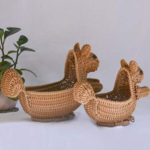 Healifty Laundry Basket Toy Towels Blanket Basket Home Decor Gift Rattan Woven Storage Basket Squirrel Storage Container Wicker Baskets Christmas Tabletop Organizer Nursery Storage Baskets