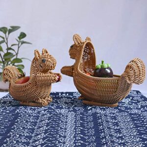 Healifty Laundry Basket Toy Towels Blanket Basket Home Decor Gift Rattan Woven Storage Basket Squirrel Storage Container Wicker Baskets Christmas Tabletop Organizer Nursery Storage Baskets