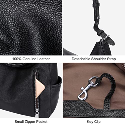 Over Earth Genuine Leather Purses and Handbags for Women Hobo Shoulder Bag Ladies Crossbody Bags Medium(O150E UG Black)