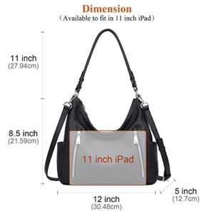 Over Earth Genuine Leather Purses and Handbags for Women Hobo Shoulder Bag Ladies Crossbody Bags Medium(O150E UG Black)