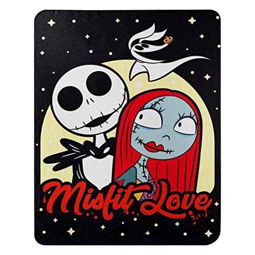 Northwest Nightmare Before Christmas Jack Skellington and Sally Misfit Love Fleece Throw Blanket, 45" x 60", Multi Color