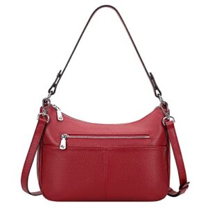 over earth soft leather handbags for women crossbody purses multi pockets shoulder bags messenger bag medium(o120e ug wine red)