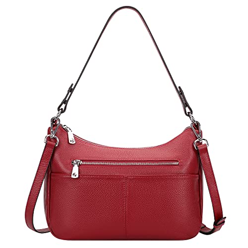 Over Earth Soft Leather Handbags for Women Crossbody Purses Multi Pockets Shoulder Bags Messenger Bag Medium(O120E UG Wine Red)