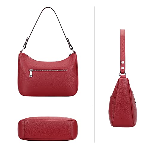 Over Earth Soft Leather Handbags for Women Crossbody Purses Multi Pockets Shoulder Bags Messenger Bag Medium(O120E UG Wine Red)