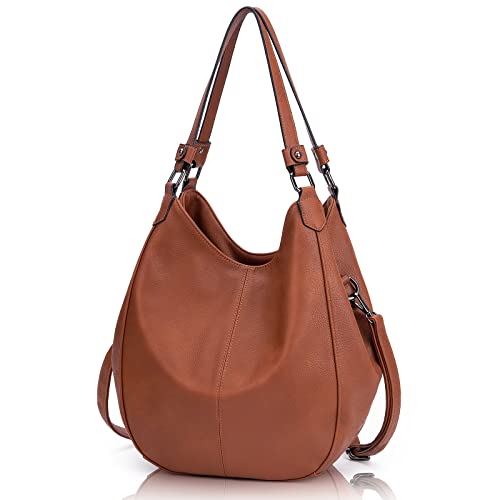 10L Big Hobo Bags for Women Designer Purses and Handbags Leather Tote Bag Conceal Carry Shoulder Crossbody Purses for Women Brown