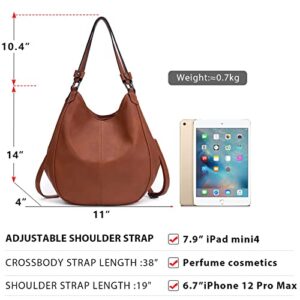 10L Big Hobo Bags for Women Designer Purses and Handbags Leather Tote Bag Conceal Carry Shoulder Crossbody Purses for Women Brown