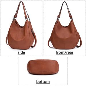 10L Big Hobo Bags for Women Designer Purses and Handbags Leather Tote Bag Conceal Carry Shoulder Crossbody Purses for Women Brown