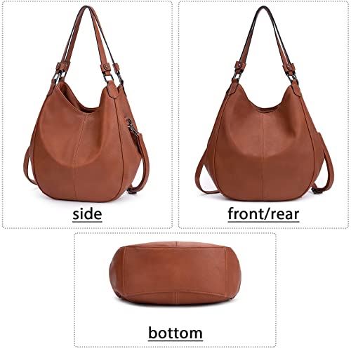 10L Big Hobo Bags for Women Designer Purses and Handbags Leather Tote Bag Conceal Carry Shoulder Crossbody Purses for Women Brown