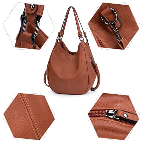 10L Big Hobo Bags for Women Designer Purses and Handbags Leather Tote Bag Conceal Carry Shoulder Crossbody Purses for Women Brown