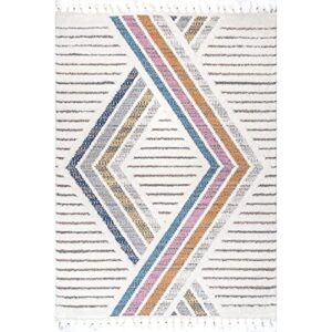 nuLOOM Angela High-Low Modern Diamond Tassel Area Rug