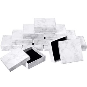 pajean 12 pieces marble white cardboard paper jewelry boxes square marble texture pattern cases for necklaces bracelets earrings