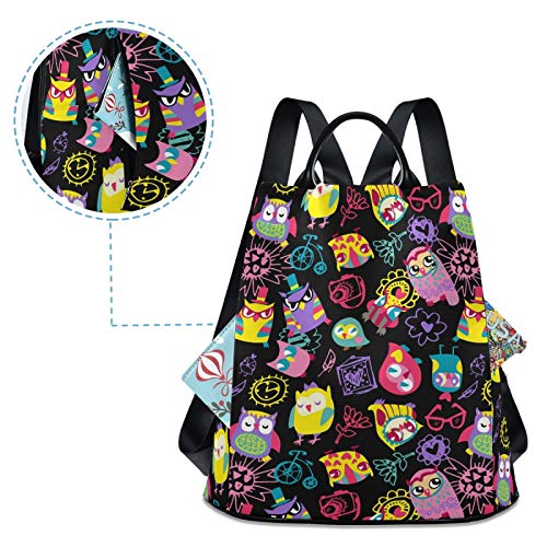 ALAZA Cute Owl Print Animal Backpack Purse for Women Anti Theft Fashion Back Pack Shoulder Bag