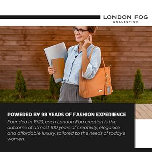 LONDON FOG QUENDI Tote Bag for Women, Vegan Leather Shoulder Bag with ID Wallet - Cognac