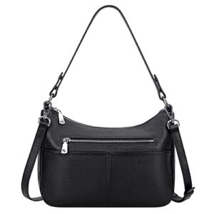 over earth soft leather handbags for women crossbody purses multi pockets shoulder bags messenger bag medium(o120e ug black)