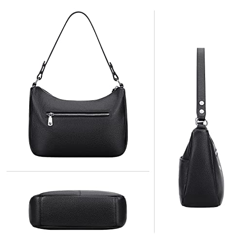 Over Earth Soft Leather Handbags for Women Crossbody Purses Multi Pockets Shoulder Bags Messenger Bag Medium(O120E UG Black)