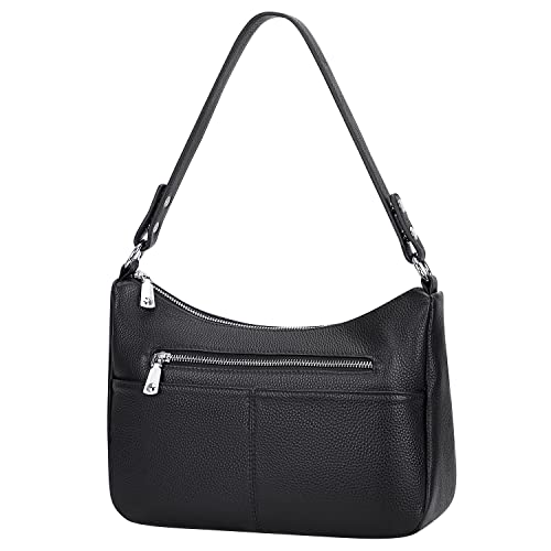 Over Earth Soft Leather Handbags for Women Crossbody Purses Multi Pockets Shoulder Bags Messenger Bag Medium(O120E UG Black)