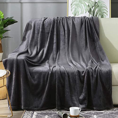 BEAUTEX Fleece Throw Blanket for Couch Sofa or Bed Throw Size, Soft Fuzzy Plush Blanket, Luxury Flannel Lap Blanket, Super Cozy and Comfy for All Seasons (Graphite, 50" x 60")