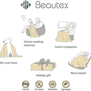 BEAUTEX Fleece Throw Blanket for Couch Sofa or Bed Throw Size, Soft Fuzzy Plush Blanket, Luxury Flannel Lap Blanket, Super Cozy and Comfy for All Seasons (Graphite, 50" x 60")