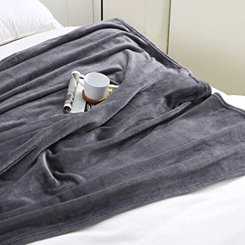 BEAUTEX Fleece Throw Blanket for Couch Sofa or Bed Throw Size, Soft Fuzzy Plush Blanket, Luxury Flannel Lap Blanket, Super Cozy and Comfy for All Seasons (Graphite, 50" x 60")