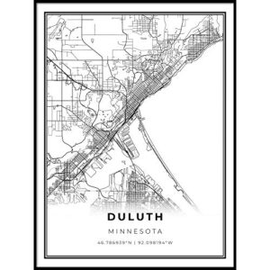 skanndi duluth map print, minnesota mn usa map art poster, superior modern wall art, street map artwork 18×24