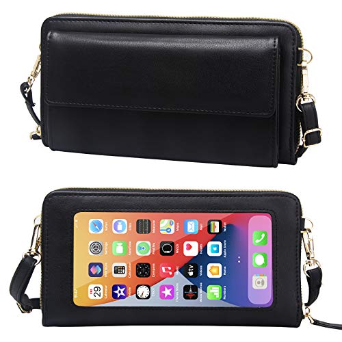 Women Touch Screen Purse Small Crossbody Phone Bag RFID Protection Wristlet Cell Phone Wallet (Wristlet Strap NOT Include)